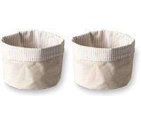 LACOR - 60089 - Corbeille à pain crème, Coton, Viscose, Usinable, Pliable, Polyvalent, Réversible, Empilable, Polyester, Ø 15 cm (Lot de 2)