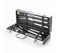 Lacor Mallette barbecue 60260 – 5 ustensiles en inox, intérieur doublé, 47 x 16 x 8 cm