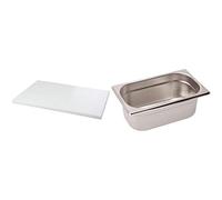 LACOR 60457 Planche à Découper en Polyéthylène = 60 X 40 X 2 cm & 66410Z Bac 1/4 en INOX 26,5 X 16,2 X 10 cm