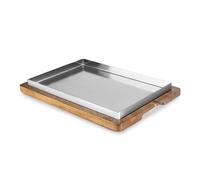 LACOR - 60831 - Riz Plat, 26 X 18 cm, Plateau en Acier Inoxydable, Base en Bois D’acacia, Idéal pour le Riz, les Ragoûts et les Rôtis, Convient pour le Four et le Lave-vaisselle