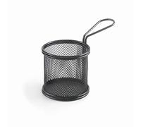 LACOR - 61150 - Panier de service de collations noir, Panier carré, Panier de frites de pommes de terre, Panier en acier inoxydable, Non valide pour la friture, 9x8 cm, Fini noir mat