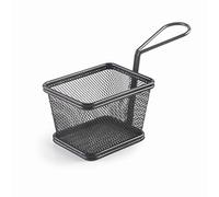 LACOR - 61152 - Panier de service de collations noir, Panier carré, Panier de frites de pommes de terre, Panier en acier inoxydable, Non valide pour la friture, 12x10x9 cm, Fini noir mat
