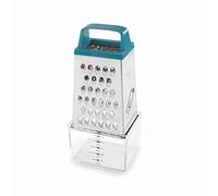 Lacor - 61363 - Râpe de cuisine avec récipient KEEP, acier inoxydable, comprend le récipient alimentaire 250ml, 4 côtés de coupe: fin, moyen, épais et tranché, 8.9x6.5x20.5 cm