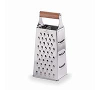 Lacor - 61365 - Râpe de cuisine en BOIS, Râpe à 4 faces, Acier inoxydable, Manche en bois de hêtre, 4 côtés avec différentes coupes: fine, moyenne, épaisse et tranchée, 9x6.5x22 cm