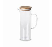 Lacor - 61953 - Pot d'eau Verre Borosilicate - Couvercle en bambou - Filtre Passoire - Parfait pour la limonade, le café glacé, le thé - Passe au lave-vaisselle - 1 L.