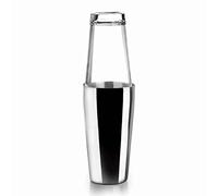 LACOR - 62285 - Shaker Boston en acier inoxydable Shaker pour Cocktails professionnel 2 verres, verre borosilicate, Capacité 800 ml + 500 ml, Fermeture hermétique, Ø 8 x 16 cm, Gris