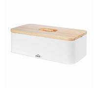 LACOR - 62869 - Panera Nordic style Carbon Steel, Plateau en bois de caoutchouc, Vintage Design 2 en 1: le couvercle sert de planche à découper, mesure 42x22,5x12,5cm, blanc mat