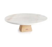 Lacor - 63593 - Présentoir à Gâteau en Marbre, 30 cm, Socle en Bois D’Acacia, Présentoir à Gâteaux, Design Élégant et Résistant, Idéal pour Gâteaux, Cupcakes Ou Cupcakes