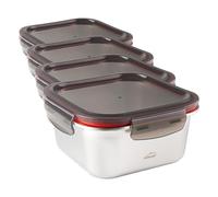 LACOR - 64613 - Récipient alimentaire carré Ecoinox, acier inoxydable 18/10, 650 ml, Convient pour micro-ondes, four, congélateur et lave-vaisselle, Hermétique, 4 fermetures à clip, Sans BPA