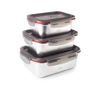Lacor - 64617 - Set 3 récipients alimentaires Ecoinox, Acier inoxydable 18/10, 800/1200/1800 ml, Convient pour micro-ondes, four, congélateur et lave-vaisselle, Hermétique, Sans BPA