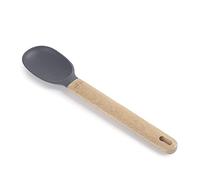 LACOR 68185 Cuillère de service unie en silicone avec manche en bois de hêtre, résistante aux hautes températures, sans BPA, 32 x 6,7 x 10 cm, Gris