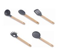 LACOR - 68190 - Set de 5 ustensiles de cuisine UNITE fabriqués en silicone et bois de hêtre, gris et bois, sans BPA (69190)