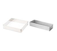 LACOR 68240 Cercle Carre pour Pâtisserie 20 X 20 cm & 68598 Cercle rectangulaire perforé 8x28 h 2 cm, Acier Inoxydable, Gris, 28 cm