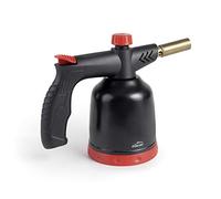 LACOR 68968 Chalumeau de cuisine, torche à gaz professionnelle, allumage piézoélectrique, flamme réglable, rechargeable avec cartouches, système 360°, 1,7kw, 1300°C, noir, plastique