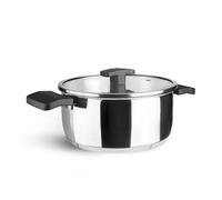 Lacor - 80020 - Cocotte en calcaire avec couvercle, acier inoxydable 18/10, poignées isolantes thermiques, fond diffuseur triple, ø20cm, 2.5L