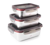 Lacor Set 3 Récipients Alimentaires Ecoinox, Acier Inoxydable 18/10, 800/1200/1800 Ml
