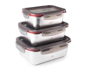 Lacor Set 3 Récipients Alimentaires Ecoinox, Acier Inoxydable 18/10, 800/1200/1800 Ml