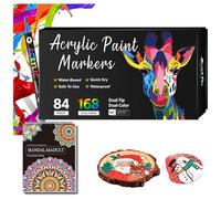 L'acryl'art - Coffret De Feutres Acryliques 168, L'acryl'art Coloriage Séchage Rapide Anti-Taches, Feutre Acrylique Coloriage Magique, Acrylic Marker Pour Pierres œU.S Bois Plastique Verre (168)