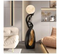 LADECNERHT Lampadaire Design Unique, Style Milieu du Siècle Noir et Doré | Lune 3D, LED 3 Couleurs et Interrupteur Tactile pour Chambre, Chambre de Fille, Coiffeuse, Bureau et Coin