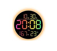 LADFRTYU Horloge Murale Numérique Horloge Murale Multifonction LED, avec Affichage numérique et réglage Automatique de l'heure DST, télécommande, réveil Lumineux