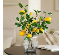 Laelfe 2 Pcs Branches de Citrons Artificielles, 16 Têtes | Bouquet de Citrons Faux, Branches de Citron Artificiels pour Cuisine, Salle à Manger, Chambre à Coucher, Table