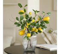 Laelfe 8 Têtes Branches de Citrons Artificielles, 48 cm | Bouquet de Citrons Faux, Branches de Citron Artificiels pour Cuisine, Salle à Manger, Chambre à Coucher, Table