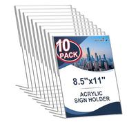 Laerjin Lot de 10 supports de panneau en acrylique de 21,6 x 27,9 cm - Dos incliné - Support de panneau transparent en plastique pour bureau