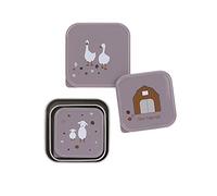 LÄSSIG Boîte à casse-croûte, lot de 3, en acier inoxydable Tiny Farmer lilac