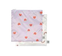 LÄSSIG Sac de rangement réutilisable Sac à goûter 2 pièces/Snack Bag Happy Rascals Heart