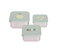 Lot de 3 boîtes à goûter inox Happy Fruits Citron (0,5 L)