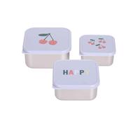 Lässig Snackbox enfants Set 3 en acier inoxydable boîte à pain/Snackbox Stainless Steel Happy Fruits Cherry
