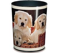Läufer 26551 corbeille à papier avec motif chiens, poubelle de 13 litres, parfait pour la chambre d'enfant, rond, plastique solide, motifs différents