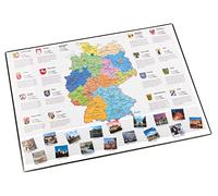 Läufer 45348 sous-main carte d’Allemagne, sous-main antidérapant avec carte d’Allemagne, 40x53 cm, avec une poche de côté transparente