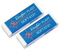 Läufer 69806 Plast Soft 0121 gomme, gomme en plastique très douce, particulièrement douce envers les documents, carte blister contient 2 gommes