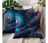 Laewaele Housse Coussin 50 x 50 cm Abstrait Coussin Canape Univers Exterieur Résistant à l'eau Lot de 2 en Lin Canapé Taie d'oreiller Pure Décoratif pour Salon Chambre Jardin Maison Décor L#1177