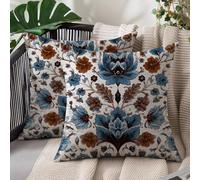 Laewaele Housse de Coussin Imperméable 45 x 45 cm Lot de 2, Taie d'oreiller Décorative avec Fermeture Éclair Invisible, Moderne pour Canapé, Salon, Jardin Extérieur et Balcon, Fleur Damas L#965