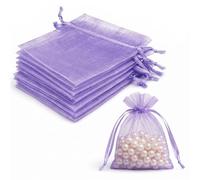 Lafefe Lot de 20 Pochettes Cadeaux en Organza avec Cordon de Serrage - 10 x 15 cm - pour Mariage, fête, Festival, Bonbons et Jeux - Violet