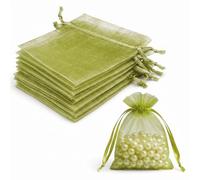 Lafefe Lot de 20 Pochettes Cadeaux en Organza avec Cordon de Serrage - 10 x 15 cm - pour Mariage, fête, Festival, Bonbons et Jeux - Vert