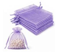 Lafefe Lot de 20 Pochettes Cadeaux en Organza avec Cordon de Serrage - 7 x 9 cm - pour Mariage, fête, Festival, Bonbons et Jeux - Violet
