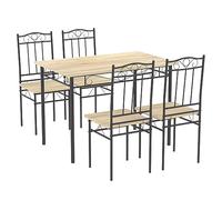 LafeuR Ensemble de Salle à Manger avec Table à Manger et 4 Chaises, Ensemble de 5 pièces pour Salle à Manger, Cuisine, Salon, Hêtre Couleur Grain de Bois + Cadre Noir, 109 x 69 x 75 cm