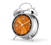 Lafocuse Reveil Bruyant pour Dormeurs Lourds, Double Cloche Fort, avec Lumière de Nuit, Grand Réveil Matin Métal, Horloge de Table Analogique Silencieux pour Chambre Bureau 16cm, Orange
