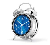 Lafocuse Reveil Bruyant pour Dormeurs Lourds, Double Cloche Fort, avec Lumière de Nuit, Grand Réveil Matin Métal, Horloge de Table Analogique Silencieux pour Chambre Bureau 16cm, Bleu