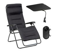 Lafuma Ensemble Fauteuil Relax Transat Jardin - Chaise Longue Matelassé avec Ombrelle Et Porte-gobelet - Rsx Clip - Aircomfort® - Noir Acier Mobilier