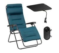 Lafuma Ensemble Fauteuil Relax Transat Jardin - Chaise Longue Matelassé avec Ombrelle Et Porte-gobelet - Rsx Clip - Aircomfort® - Bleu Coral Blue Mobilier