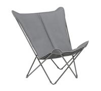 Lafuma - Fauteuil Papillon matelassé Grande Largeur | Fabriqué en FRANCE - Garantie 5 ans - Gris - Léger et pliant pour un transport facile, Largeur grand confort, Matelas << nid