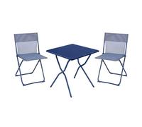 Lafuma MOBILIER - Ensemble 1 Table Carrée, 2 Chaises Pliantes Ultra-compactes - Balcony - Acier - Bleu Indigo - Fabriqué en France - BDL0034_9940 - Garantie 5 Ans - L.70xl.64xH.72cm