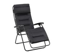 Lafuma MOBILIER - Fauteuil Matelassé Relax Zéro Gravité - Chaise Longue Multiposition Pliante Jardin et Intérieur - Toile AirComfort® Résistante - Tout Confort, Fabriqué en France -Noir Acier