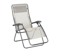 Lafuma MOBILIER - Fauteuil Relax Zéro Gravité RSXA - Chaise Longue Pliante Terrasse et Jardin - Toile Batyline Résistante - Transat Multiposition, Tout Confort, Fabriqué en France - Beige SEIGLE