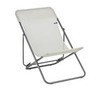 Lafuma MOBILIER - Transat Pliant Multiposition Maxi TRANSAT - Toile Batyline® Résistante - Chaise Longue Pliante Terrasse et Jardin - 4 Positions, Tout Confort, Fabriqué en France - Beige SEIGLE