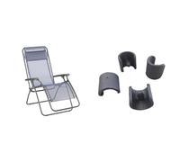 Lafuma RT 1 Chaise, Batyline, Océan II, 87 x 68 x 114 cm & Kit de 4 Patins pour Fauteuil Relax et Chaise Longue, Diamètre: 20 mm, Couleur: Anthracite, LFM2843-1229
